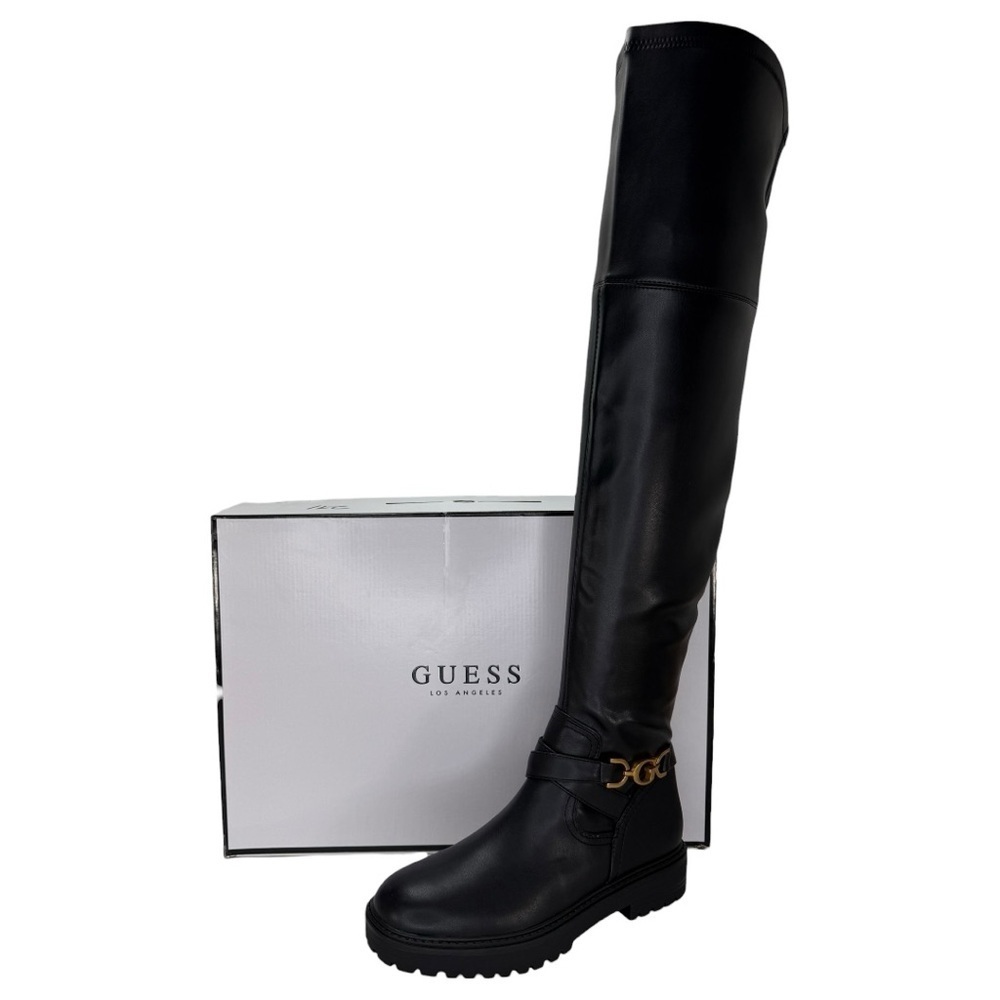 Guess Jellio Black Faux Leather OTK Womens Boots Size 9M - Picture 12 of 12